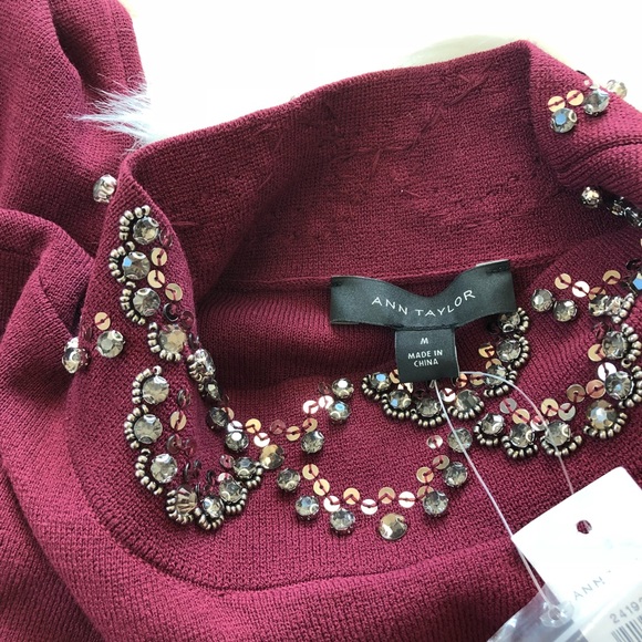 ANN TAYLOR Embellished Mock Neck Sweater - Picture 7 of 8